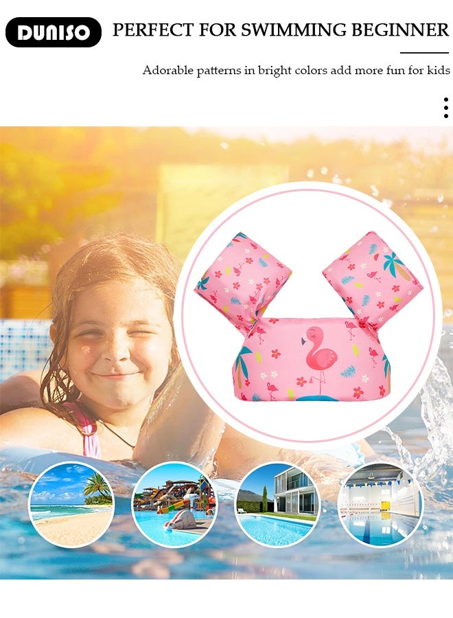 DUNISO Kids Swim Vest Pink Flamingo Kids Swimming Float Vest with Arm Kids Water Wings Toddler Swimming Training Jacket Toddler Swim Vest Toddler Float with Arm Wings Safety Swim Aid Jumper for Sea/Pool/Beach/Training - Image 5