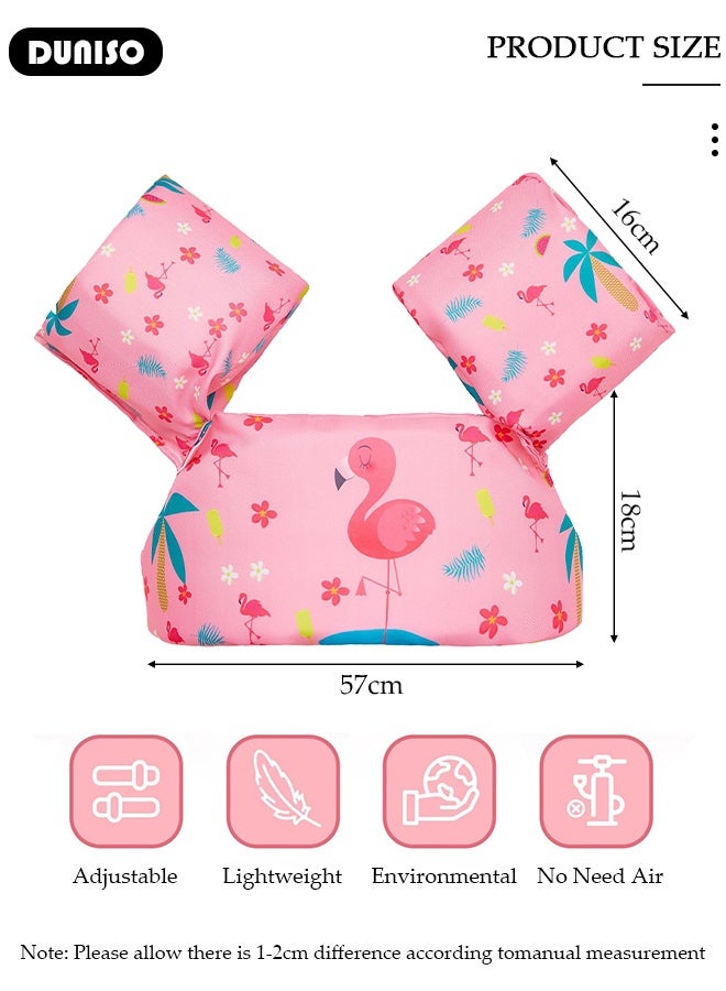 DUNISO Kids Swim Vest Pink Flamingo Kids Swimming Float Vest with Arm Kids Water Wings Toddler Swimming Training Jacket Toddler Swim Vest Toddler Float with Arm Wings Safety Swim Aid Jumper for Sea/Pool/Beach/Training - Image 2