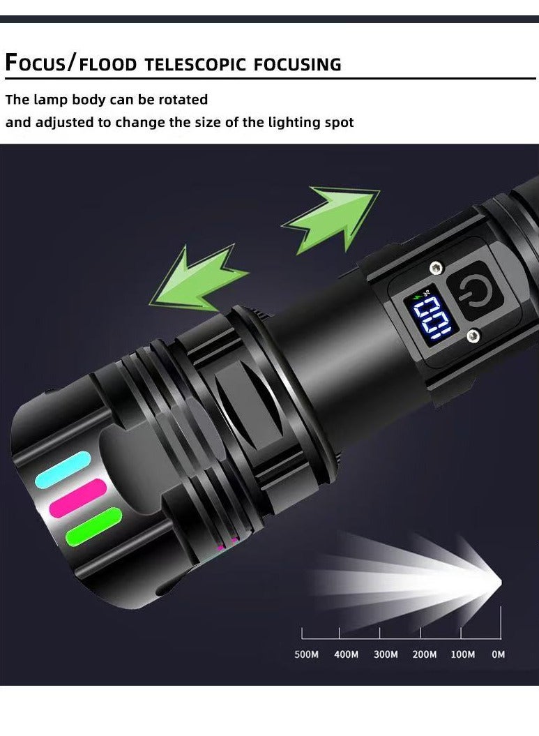 Rechargeable LED Flashlights, Super Bright Zoomable Flashlight with 5 Modes, Adjustable High Lumens with LCD display, Handheld Light with 26650 Battery Camping Outdoor Emergency - Image 5