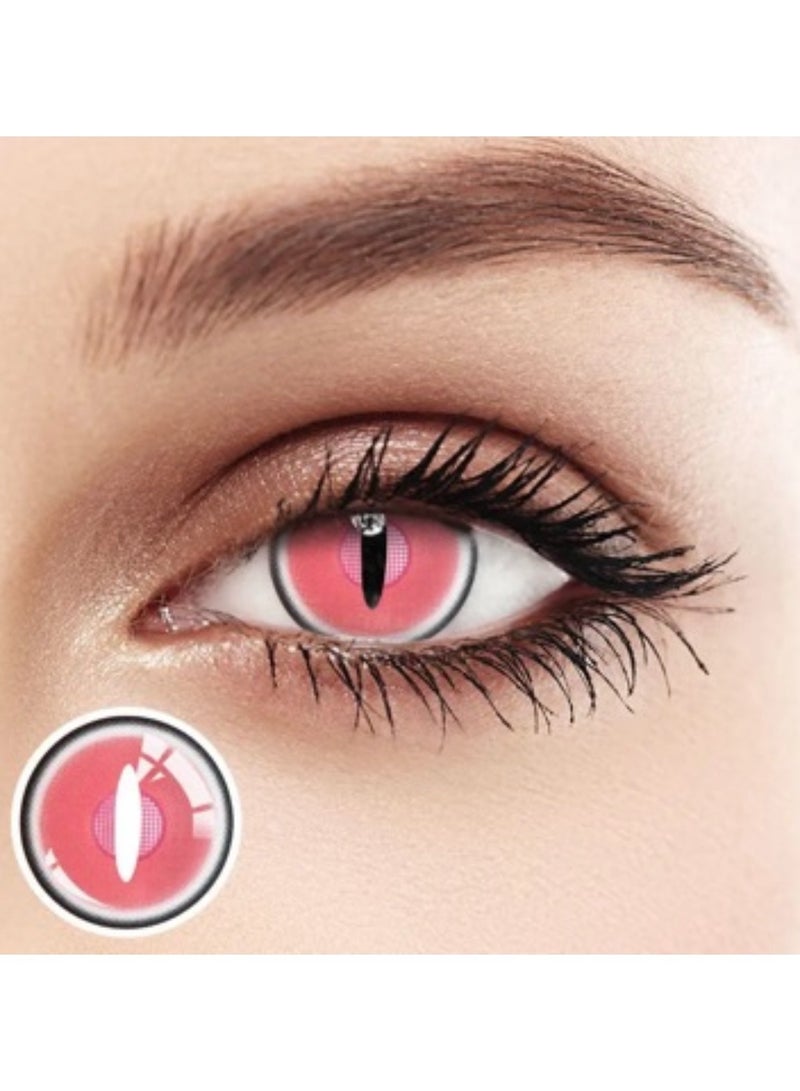 Unibling Demon Slayer Kamado Nezuko Yearly Colored Contact Lenses,  Unisex Cosmetic Cosplay Contact Lenses, Enlargement Collection, Light Pink, With Case - Image 5