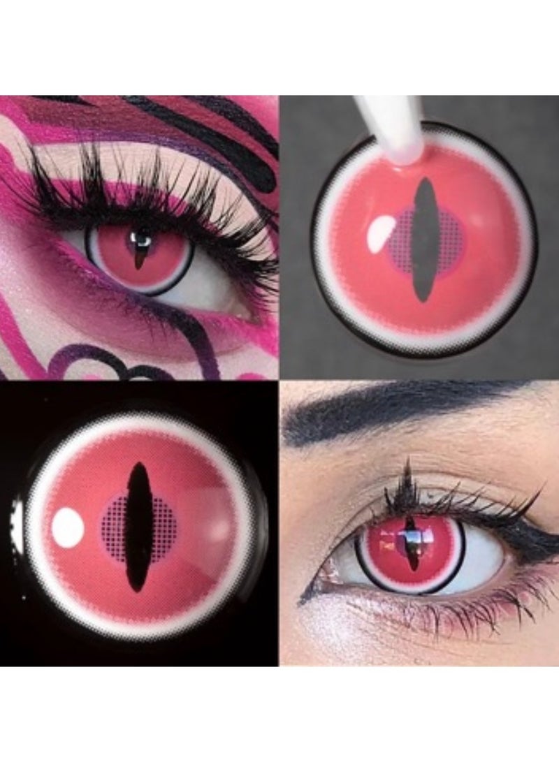 Unibling Demon Slayer Kamado Nezuko Yearly Colored Contact Lenses,  Unisex Cosmetic Cosplay Contact Lenses, Enlargement Collection, Light Pink, With Case - Image 4
