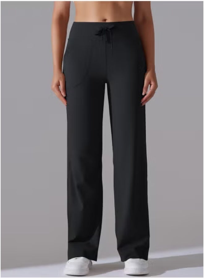 ريدمابليتيك بنطلون رياضي فضفاض واسع الساق بتسع نقاط وخصر مرتفع ومطاطي قابل للتنفس وجيب كاجوال للجري واللياقة البدنية واليوغا - Image 1