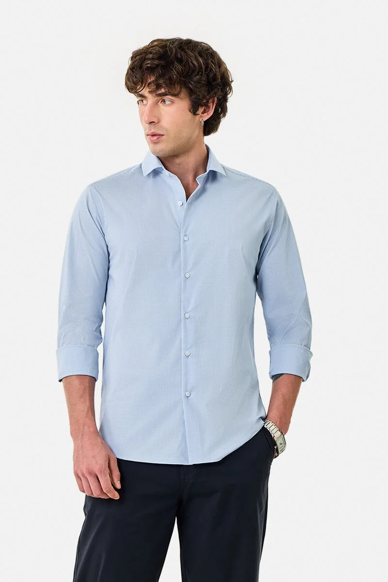 سنيتش قميص كاروهات بقصة ضيقة ومرونة