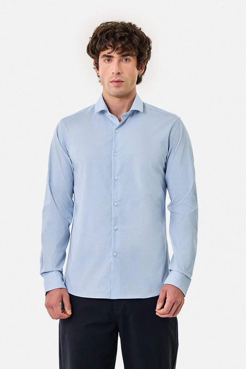 سنيتش قميص كاروهات بقصة ضيقة ومرونة