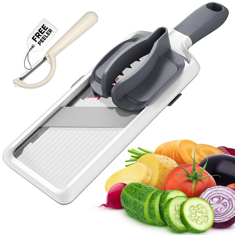 YAMJUG Multi Handheld Mandoline Slicer - Adjustable Stainless Steel Blade, Slicer Vegetable Cutter with Comfort Grip, Safety Features, Easy to Clean, Slicers for Fruits and Vegetables - Image 1