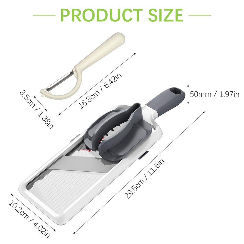 YAMJUG Multi Handheld Mandoline Slicer - Adjustable Stainless Steel Blade, Slicer Vegetable Cutter with Comfort Grip, Safety Features, Easy to Clean, Slicers for Fruits and Vegetables - Image 3