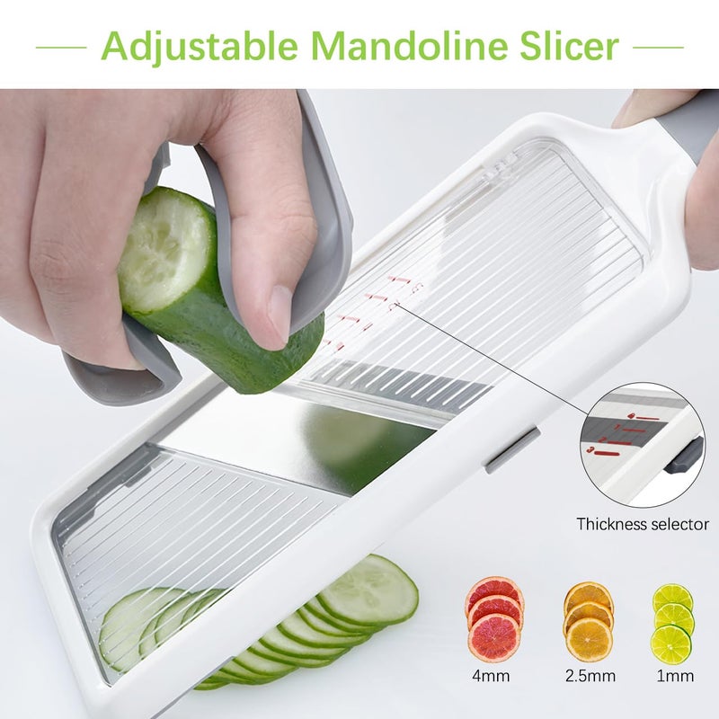 YAMJUG Multi Handheld Mandoline Slicer - Adjustable Stainless Steel Blade, Slicer Vegetable Cutter with Comfort Grip, Safety Features, Easy to Clean, Slicers for Fruits and Vegetables - Image 2
