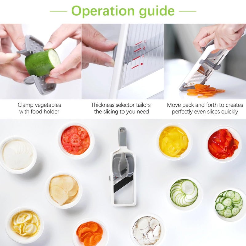 YAMJUG Multi Handheld Mandoline Slicer - Adjustable Stainless Steel Blade, Slicer Vegetable Cutter with Comfort Grip, Safety Features, Easy to Clean, Slicers for Fruits and Vegetables - Image 5