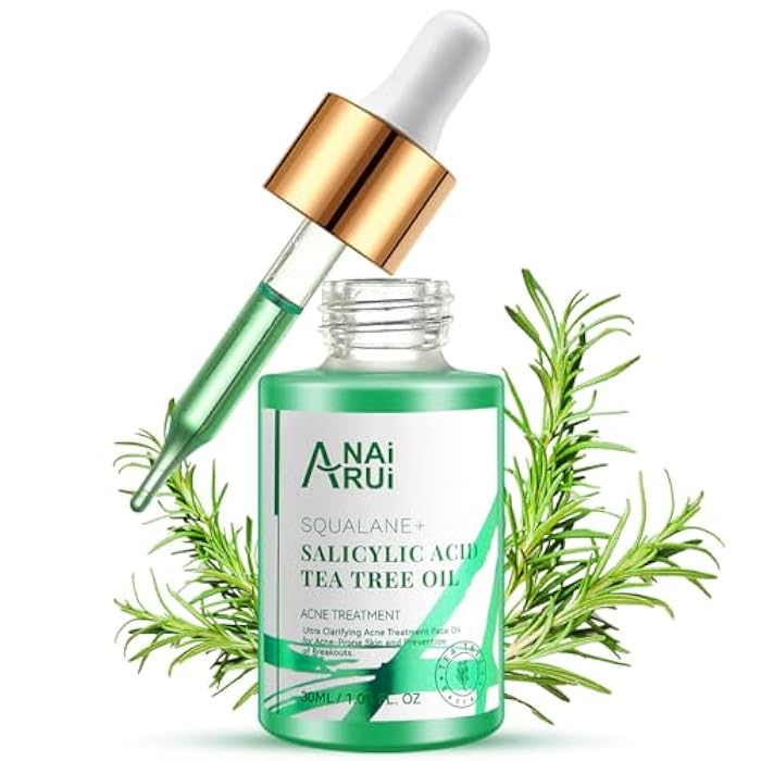 ANAI RUI Acne Face Oil,Tea Tree Oil with Salicylic Acid,Acne Prone Skin Oil,Soothe Acne,Redness Relief, Tea Tree Oil for Face,Back, Clarifying & Purifying 1Fl.OZ - Image 1