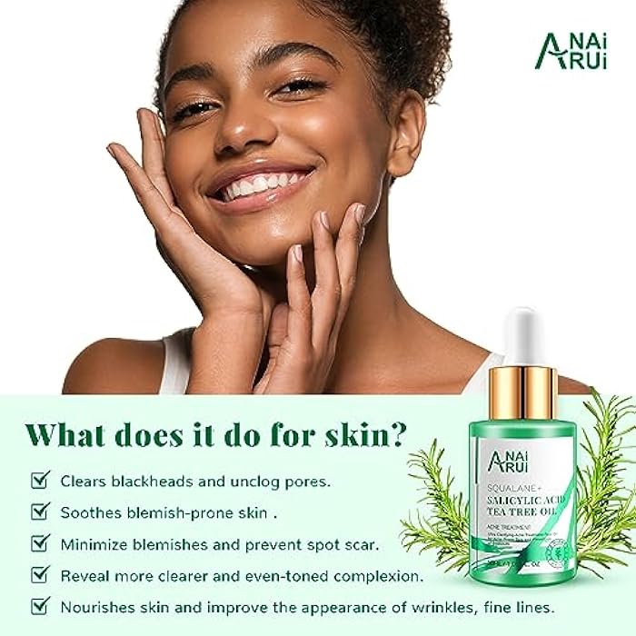 ANAI RUI Acne Face Oil,Tea Tree Oil with Salicylic Acid,Acne Prone Skin Oil,Soothe Acne,Redness Relief, Tea Tree Oil for Face,Back, Clarifying & Purifying 1Fl.OZ - Image 2