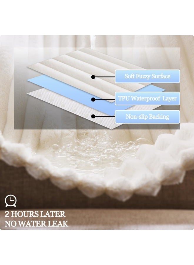 Meider Dual Non-Slip Couch Cover for Dogs Waterproof, Fuzzy Soft Pet Couch Covers for Sofa 3 Cushion, Pet Friendly Soft Dog Bed Covers Sofa Cover Washable (White, 33" x 75" 1 Pack) - Image 3
