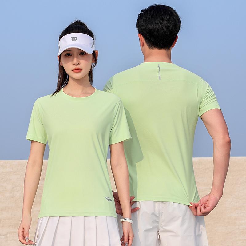 Ice Oxygen Silk Quick-Drying Short-Sleeved T-Shirt for Men 2024 Summer New Pure Color Breathable Sweat-Wicking Traceless Round Neck Air Conditioner - Image 3