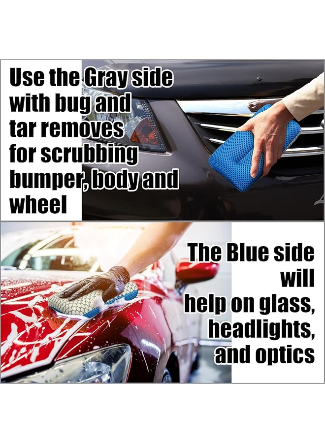 KASTWAVE Two Sided Bug And Tar Sponge, 5 Pcs Bug Remover Car Wash Sponge, Microfiber Ultra Soft Mesh Car Wash Sponges, For Car Washing Soft Mesh Sponges, Scratch Free For Car, Truck, Suv, Rv, Boat - Image 4