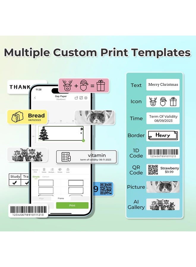 Nelko Label Maker Machine with Tape, P21 Bluetooth Label Printer with 3 Tapes, Wireless Mini Label Makers with Multiple Templates Icon Font Custom for School Office Home, White - Image 3