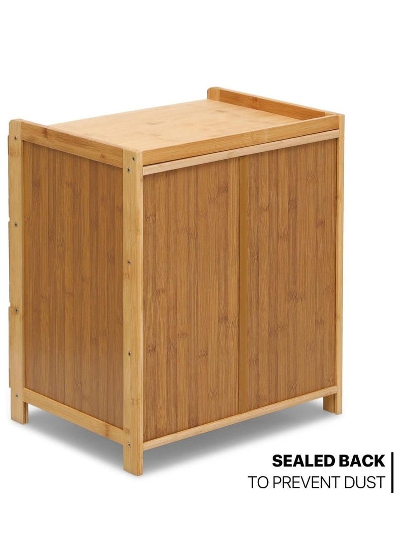 MIXDE 3-Tier boho Wood Bamboo Bedside Table, Nightstand Bedside Cabinet, Side Table, End Table, Sofa Table, Coffee Table with Drawer Storage, open shelf for Bedroom Living Room Office  - Image 2