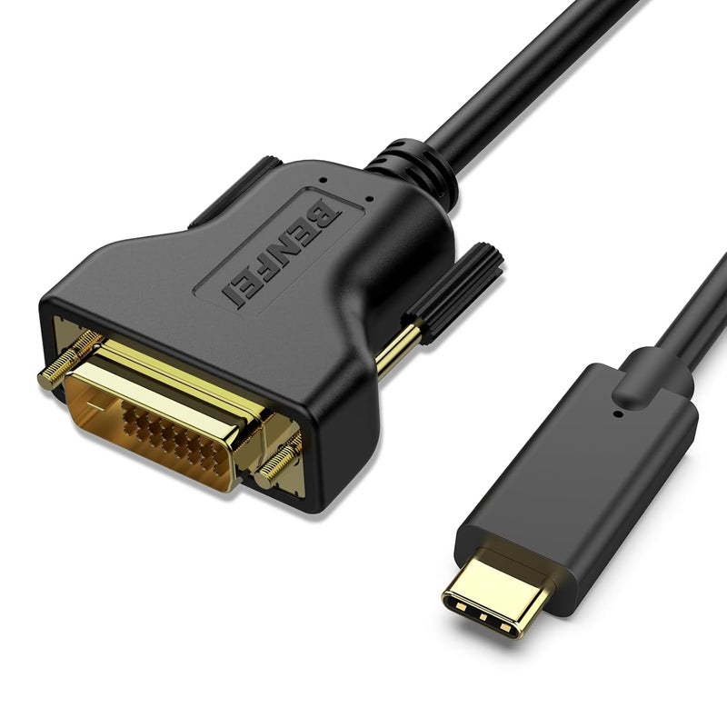 Benfei USB C to DVI Cable, 1.8 Meter Type-C(Thunderbolt 3) to DVI Cable Compatible for MacBook Pro 2019/2018/2017, Samsung Galaxy S9/S8, Surface Book 2, Dell XPS 13/15, Pixelbook and More - Image 1
