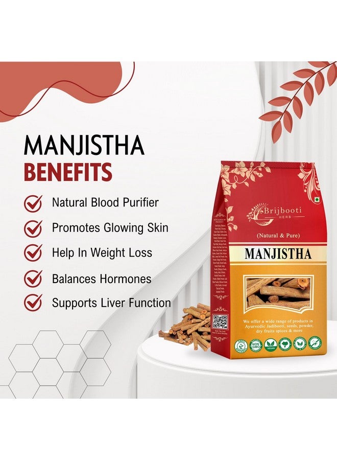 BrijBooti عصي جذر مانجيستا العضوية من بريجبوتي (150 جرام) - عصا مانجيستا المجففة لدعم البشرة والشعر والمفاصل والمناعة | روبيّا كورديفوليا | مادير هندي | معتمد من FSSAI و GMP و ISO - Image 2