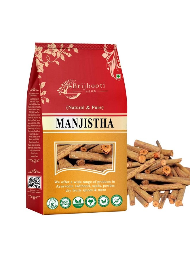 BrijBooti عصي جذر مانجيستا العضوية من بريجبوتي (150 جرام) - عصا مانجيستا المجففة لدعم البشرة والشعر والمفاصل والمناعة | روبيّا كورديفوليا | مادير هندي | معتمد من FSSAI و GMP و ISO - Image 1