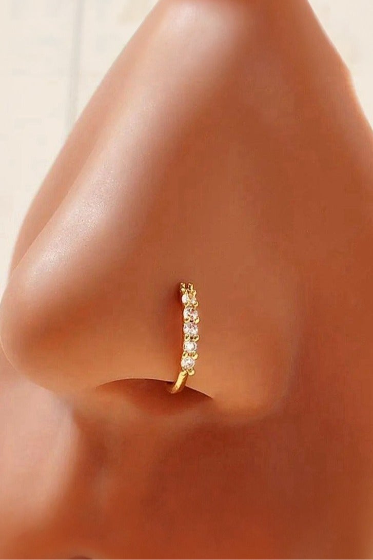 Manhua 3-piece set of mini zircon nose clips,5-diamond super flash ring nose nails without drilling - Image 2