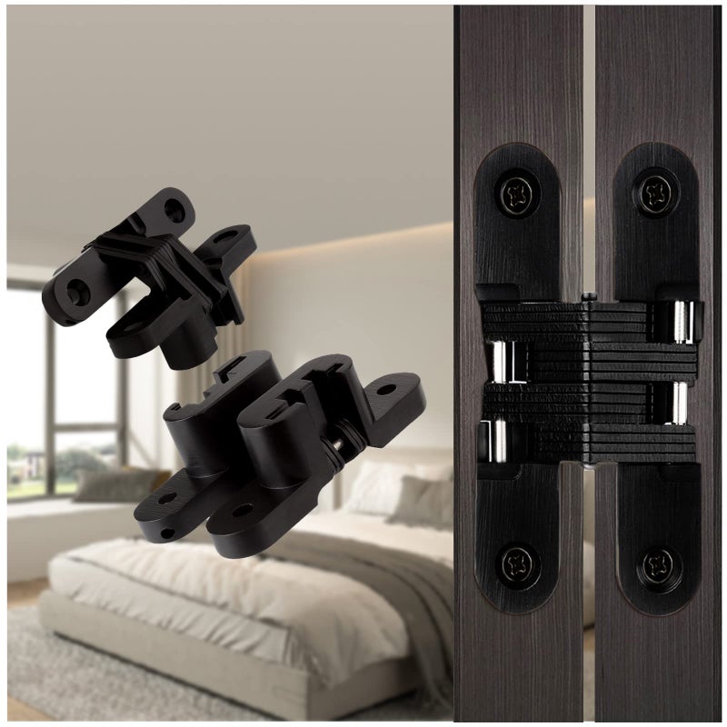 YIDELAI Hidden Hinges 1 Pair Invisible Cabinet Hinges Load Capacity 15KG Black