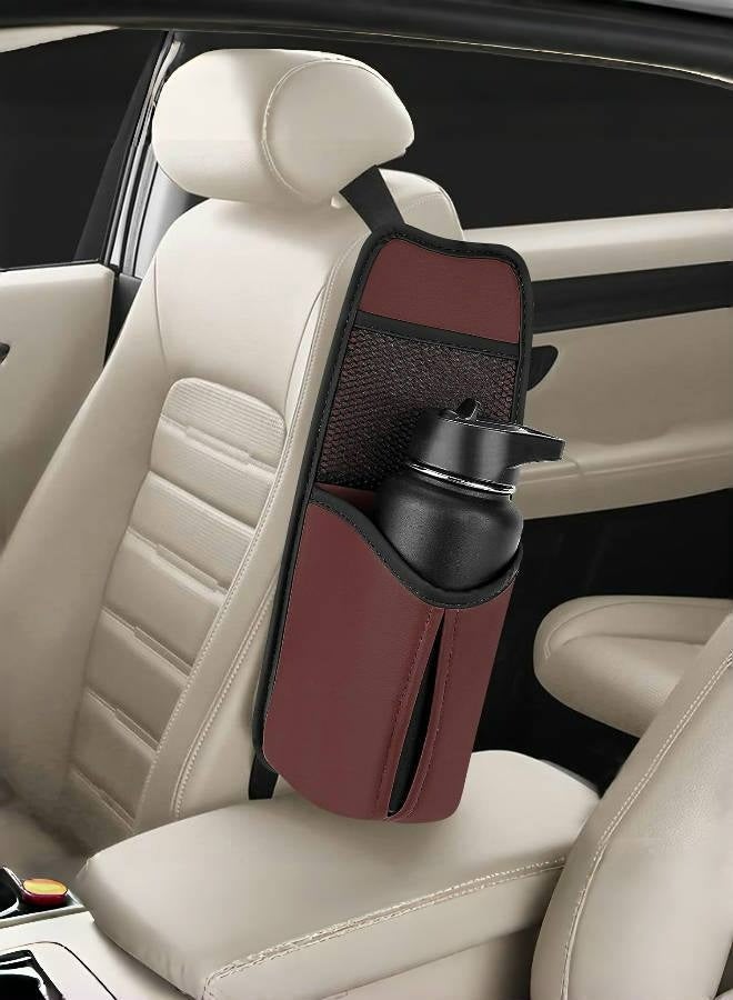 Car Seat Side Water Bottle Organizer Compatible with  Bottle 30oz/36oz, Hydro Flask 32oz/40oz, Vehicle Seat Side Storage Hanging Bag for Large Water Bottle Holder（wine red） - Image 2