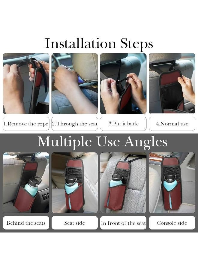 Car Seat Side Water Bottle Organizer Compatible with  Bottle 30oz/36oz, Hydro Flask 32oz/40oz, Vehicle Seat Side Storage Hanging Bag for Large Water Bottle Holder（wine red） - Image 5