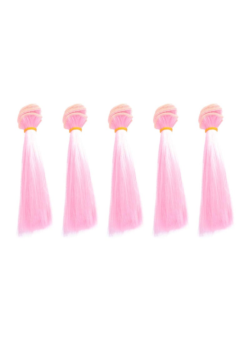HEALLILY HEALLILY 5pcs Long Straight Hair Extensions Weft DIY Doll Wigs Hair Material 15cm 