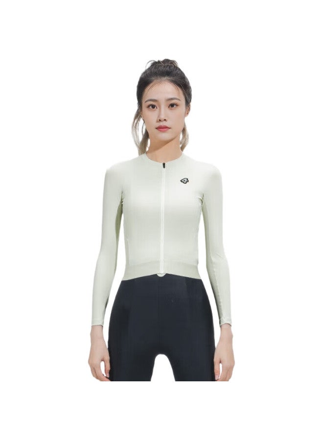 Lampada Lanpada Women'S Long-Sleeve Cycling Jersey, Sun Protection, Slimming, Summer, Road And Mountain Bike, Fashionable Thin Top, Flowing Cloud White, Size L - Image 2