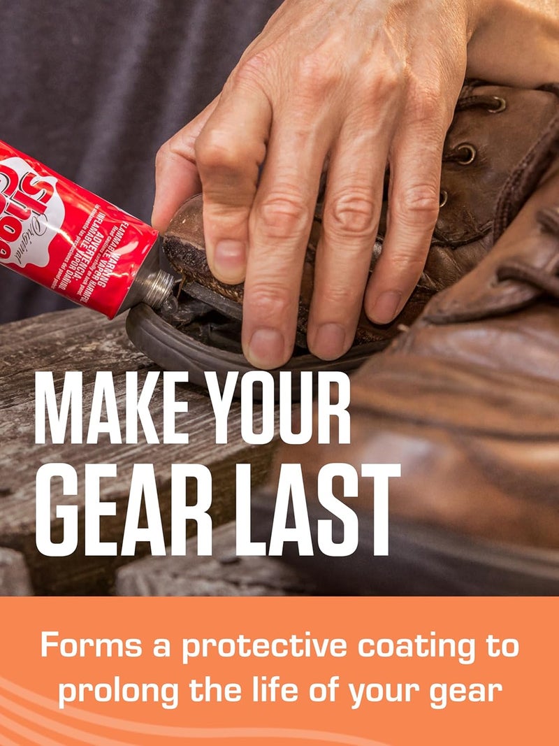 Sof Sole صمغ الأحذية الأصلي من سوفت سول - أنبوب 3.7 أونصة سائلة - صمغ أحذية شفاف - يصلح النعال، الكعوب، ويعالج الثقوب الصغيرة - يلتصق عند الاتصال، يجف خلال 24 ساعة، مقاوم للماء - يعمل على الجلد، المطاط، الفينيل، القماش - Image 4