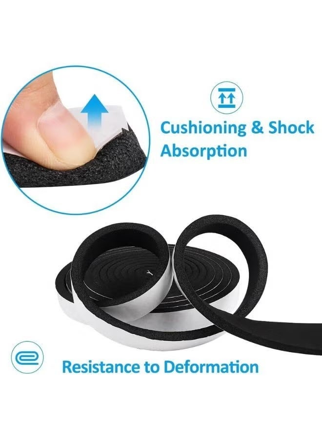 Foam Weather Seal Strip for Sliding Windows, Doors Frame Side, Pile Self Adhesive Window Seal Tape for Door Draft Stopper, SoundProof Winter Insulation, Size (10mm*15mm*2m)Volume 3 BLACK - Image 3