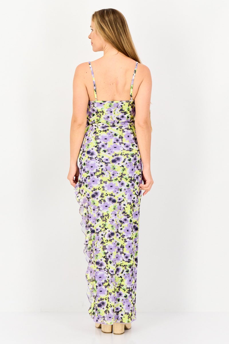 FOREVER 21 فستان ميدي مزخرف بالورود للنساء، متعدد الألوان - Image 3