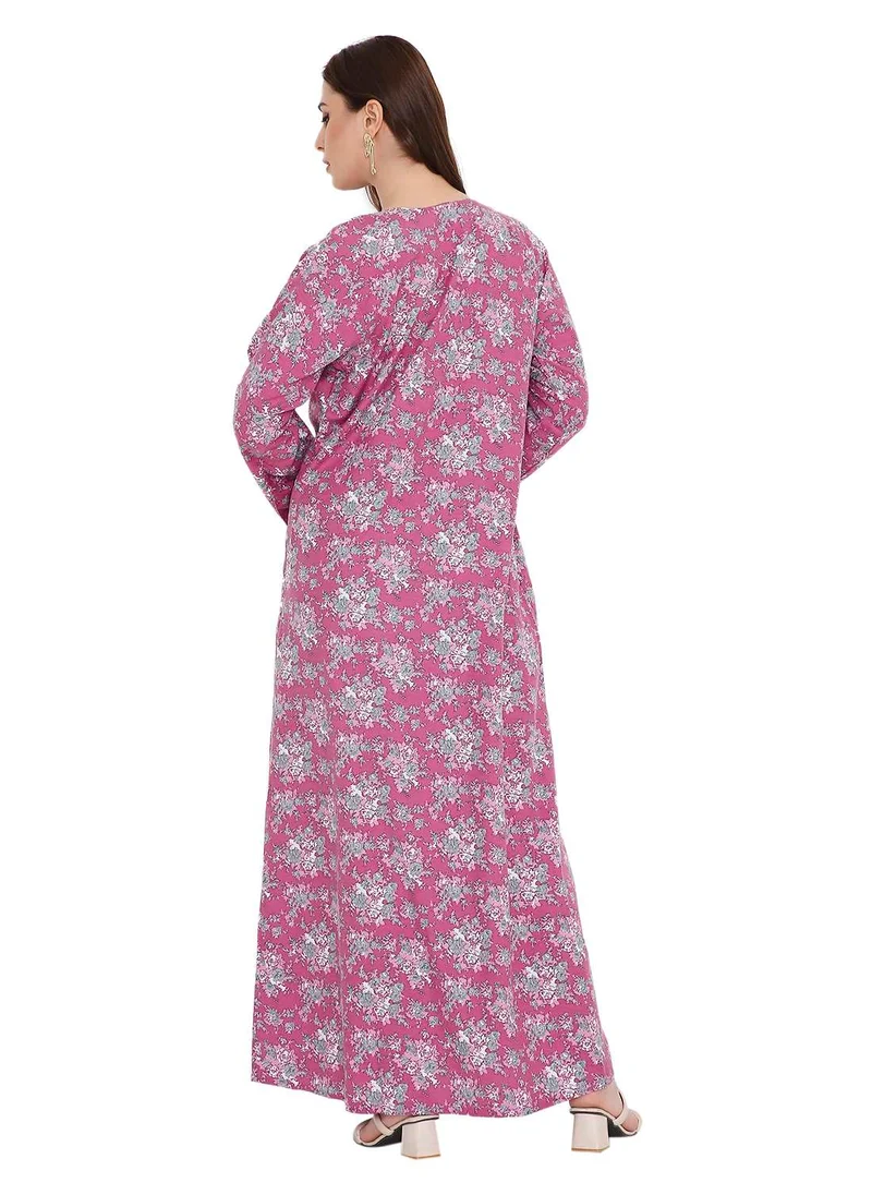 HANA & SARA unique printed long sleeves arabic kaftan farasha jalabiya dresses