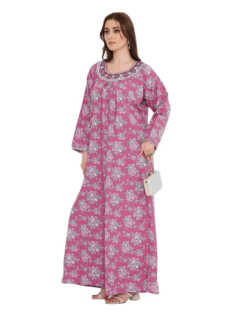 HANA & SARA unique printed long sleeves arabic kaftan farasha jalabiya dresses
