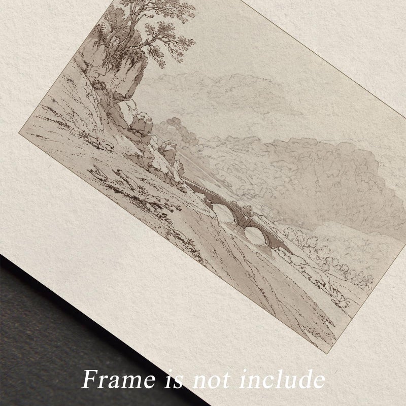 uniro Neutral Gallery Wall Art Prints, Farmhouse Landscape Sketch Wall Painting Canvas Prints, Rustic Nature Oil Painting, Antique Moody Neutral Landscape Aesthetic Wall Decor Vintage Art Pictures for Bedroom Bathroom Decor( 8" x 10"-UNFRAMED) - Image 5