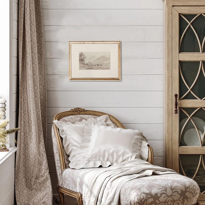 uniro Neutral Gallery Wall Art Prints, Farmhouse Landscape Sketch Wall Painting Canvas Prints, Rustic Nature Oil Painting, Antique Moody Neutral Landscape Aesthetic Wall Decor Vintage Art Pictures for Bedroom Bathroom Decor( 8" x 10"-UNFRAMED) - Image 3