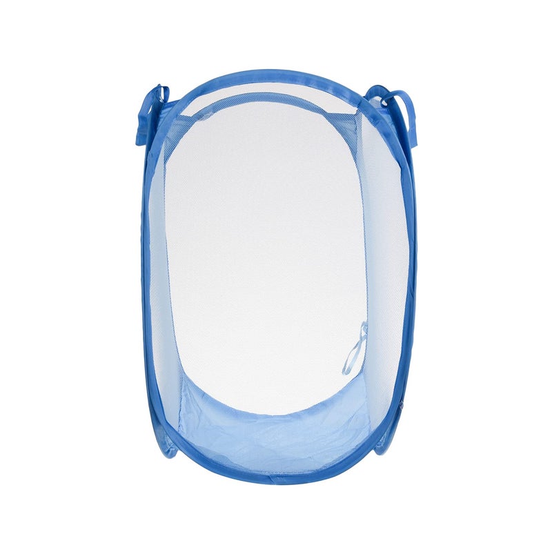 Kuber Industries Net Laundry Basket Foldable Lighweight Clothes Basket for Kids Room Nylon Durable Storage Basket with handle Small Sky Blue - Image 2