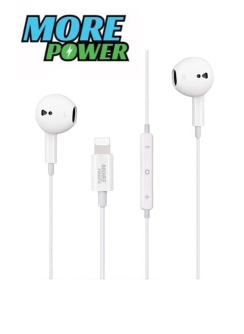 More Power Certified Wired Earbuds with Lightning Connector | High-Quality Stereo Sound Headphones with Microphone & Volume Control | Compatible with iPhone 14/13/12/SE/11/XR/XS/X/7/7 Plus/8