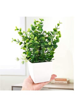 KASTWAVE 2pcs Artificial Mini Potted Plants Fake Plastic Eucalyptus Leaves Plants for Office Desk Coffee Table Bathroom Bedroom Home Decorations  - Image 4