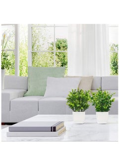 KASTWAVE 2pcs Artificial Mini Potted Plants Fake Plastic Eucalyptus Leaves Plants for Office Desk Coffee Table Bathroom Bedroom Home Decorations  - Image 5