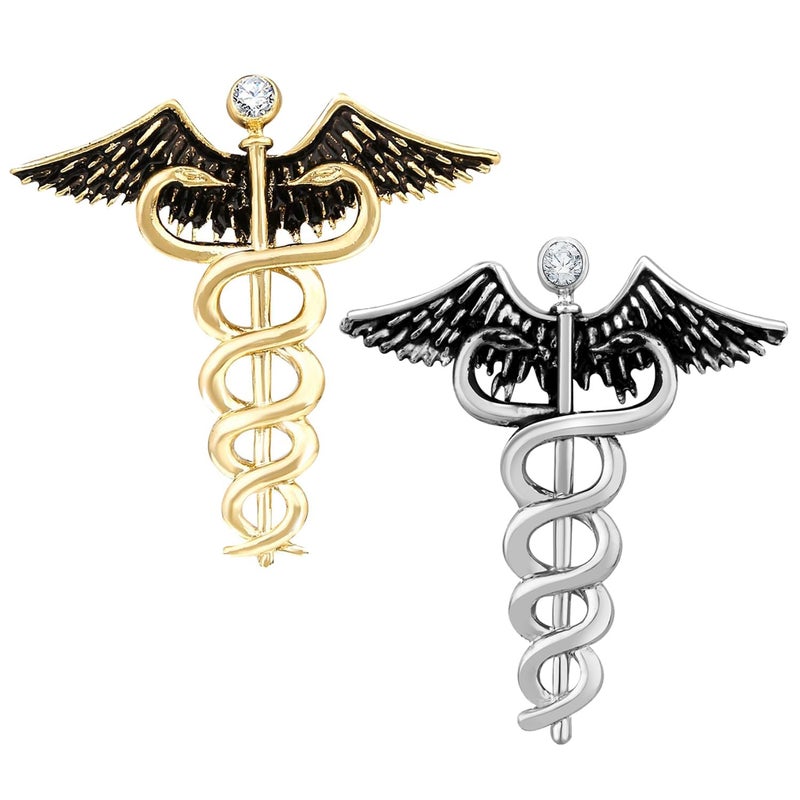CUFFLINKS -Doctor Symbol Formal Round Black and Gold Cuff Link and Tie Pin Set with Doctor Insignia for Men and Women & (Gift Packing Best Frind) - Image 1