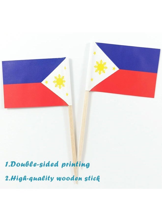 QQSD 100 Pcs Philippines Flag Toothpicks, Filipino Cupcake Toppers, Philippine Decorations - Mini Small Cocktail Pick Sticks, Cake Topper Picks - Image 4