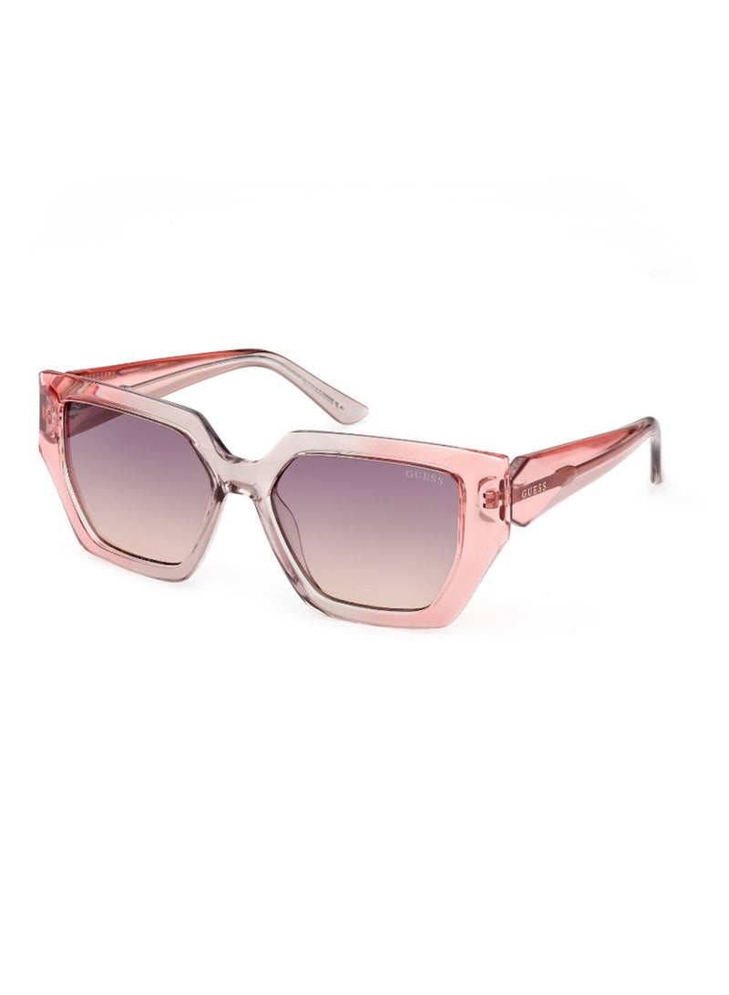 GUESS Women's UV Protection Asymmetrical Shape Sunglasses - GU789674Z53 - Lens Size: 53 Mm - Pink - Image 1