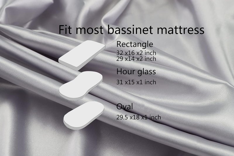 Silky satin crib mattress 2-piece set (light gray + light blue) is suitable for rectangular, hourglass, oval baby mattresses, hair care and skin care - Image 5