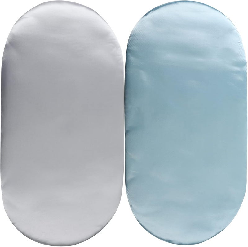 Silky satin crib mattress 2-piece set (light gray + light blue) is suitable for rectangular, hourglass, oval baby mattresses, hair care and skin care - Image 1
