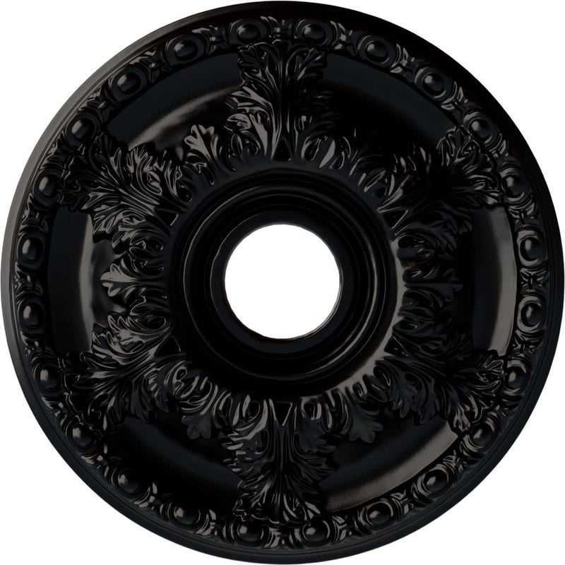 Ekena Millwork CM18GABLF Granada Ceiling Medallion, 18" OD x 3 1/2 ID x 2 1/2 P, Jet Black - Image 1
