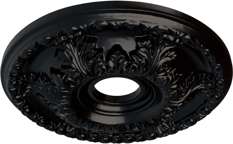 Ekena Millwork CM18GABLF Granada Ceiling Medallion, 18" OD x 3 1/2 ID x 2 1/2 P, Jet Black - Image 2