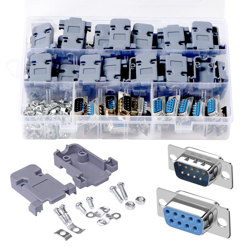 ANMBEST DB9 Solder Connector 9PIN RS232 Terminal Adapter Breakout Board with Case Assortment Kit10PCS Male 10PCS Female