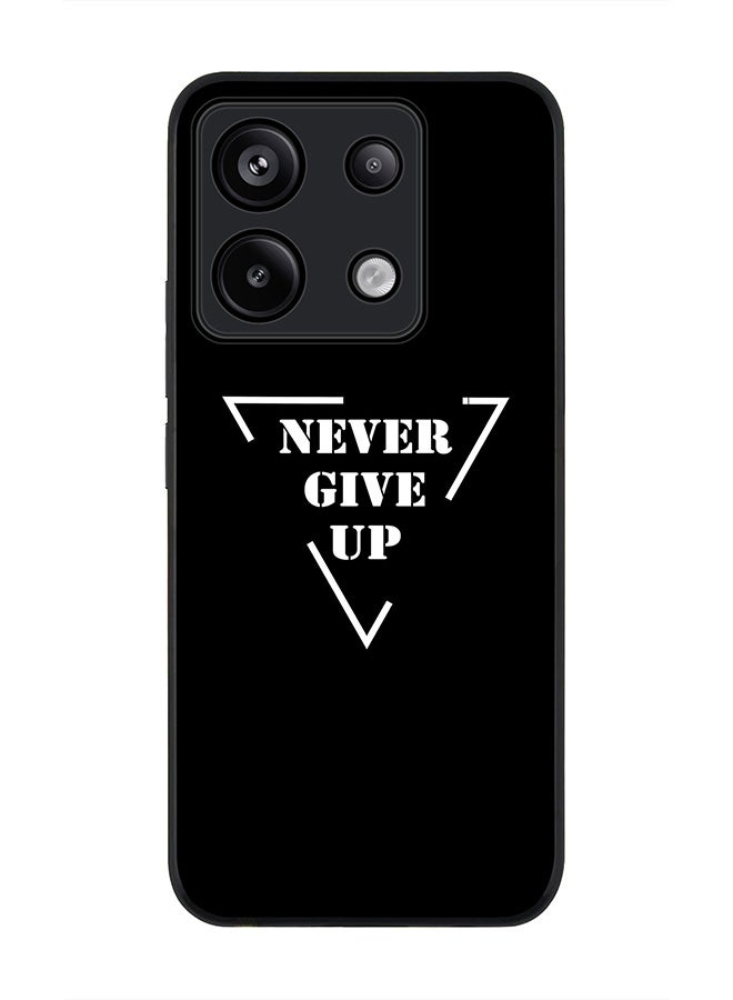 Stylizedd Rugged Black Edge Case for Xiaomi Redmi Note 13 Pro 5G, Slim fit Case Flexible Anti Drop TPU Gel Thin Cover -  Never give up - Image 1