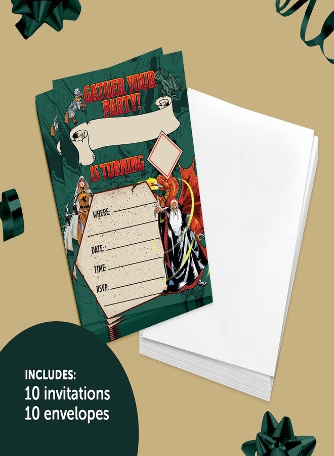 ديزرت كاكتوس بطاقات دعوة عيد ميلاد سعيد بتصميم صبار الصحراء من لعبة Dungeons & Dragons، ١٠ بطاقات مع أظرف، مناسبة لحفلات الأولاد والبنات والأطفال (النمط د) - Image 2