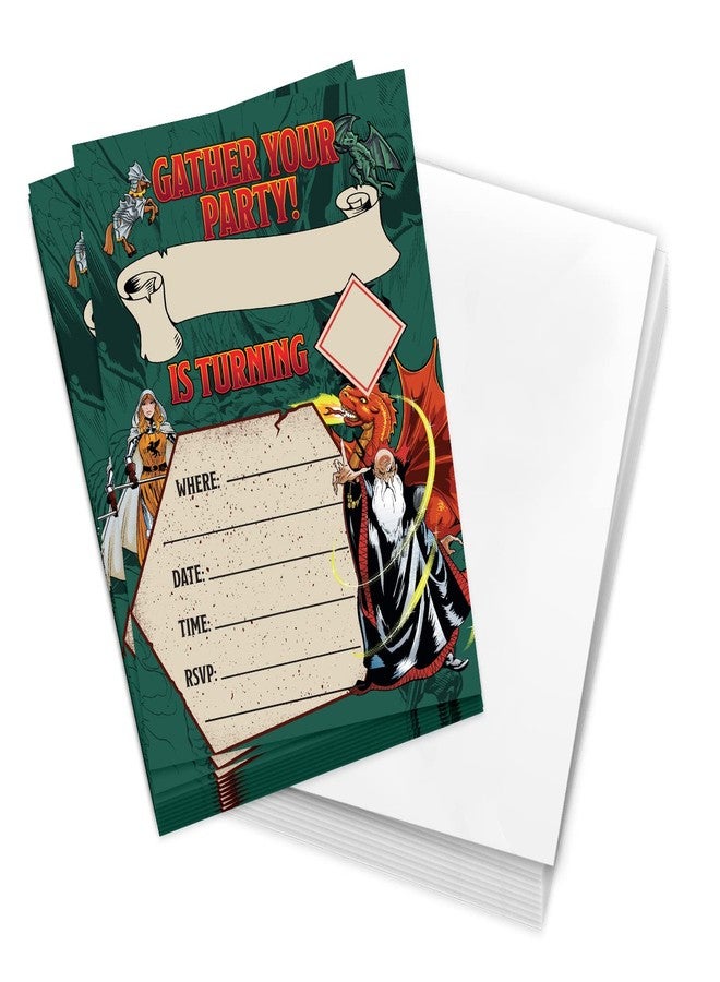 ديزرت كاكتوس بطاقات دعوة عيد ميلاد سعيد بتصميم صبار الصحراء من لعبة Dungeons & Dragons، ١٠ بطاقات مع أظرف، مناسبة لحفلات الأولاد والبنات والأطفال (النمط د) - Image 1